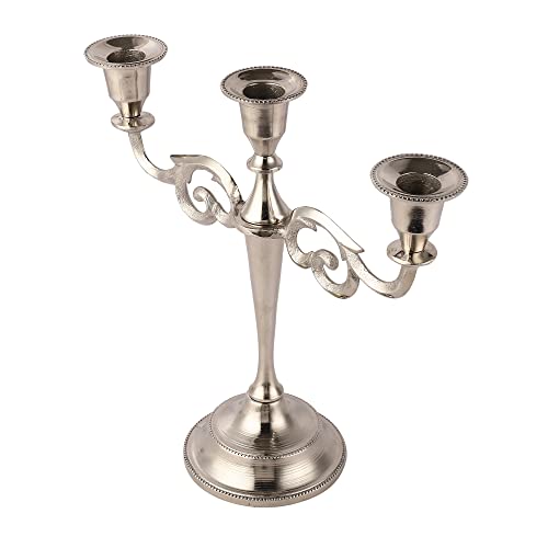 Rely+ 3 Arm Candelabra 10 Inch Tall Silver Taper Candle Holders, Candle Stands, Candlesticks For Home Decor, Wedding, Parties, Dinning Table Centerpiece, Fit 3/4 Inch Thick Candles #TOP6
