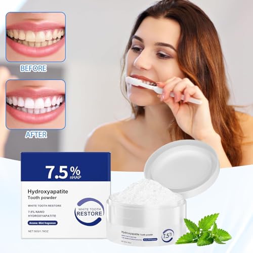 7.5% Hydroxyapatit Zahnpulver Für Zahnschmelzschutz,Zahnpasta Hydroxylapatit Für Empfindliche Zähne,Zahnstärkung,Sanfte Minze… – Ansicht 4
