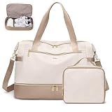 MULTIPLE CARRYING & CARRY ON DESIGN: Questa borsa da viaggio da donna è dotata di una robusta maniglia e una tracolla regolabile, è possibile scegliere di portare la borsa notte a mano, su una spalla o crossbody. Il cinturino integrato consente di scivolarlo sopra il manico della valigia rotolante o del bagaglio per liberare le mani. Si adatta nel vano superiore e sotto sedile come oggetti personali in volo