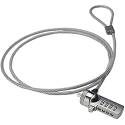 Candado De Portatil Ewent Cable de Seguridad con Cerradura de combinación, Cable de Seguridad para Ordenadores portátiles, PCs, proyectores, Cable de Seguridad de combinación de Acero Durable, 1,5 Metros de Cable Largo