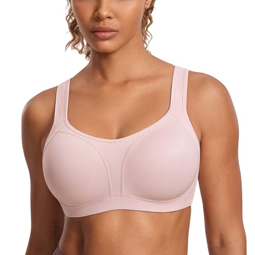Image of SYROKAN Women's Ladder Adjustable Straps Sports Bras | High Impact, Lightly Pads, Underwire, Large Bust, Full Coverage, Workout Bra
