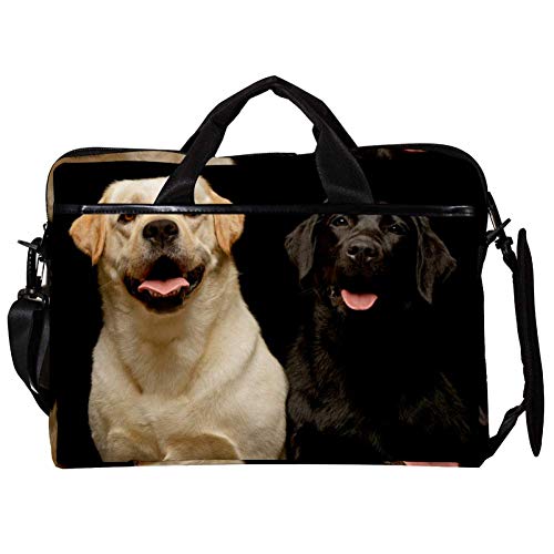 Funda de portátil 14 y 15 pulgadas labrador maletín bandolera gris con asa para ordenador
