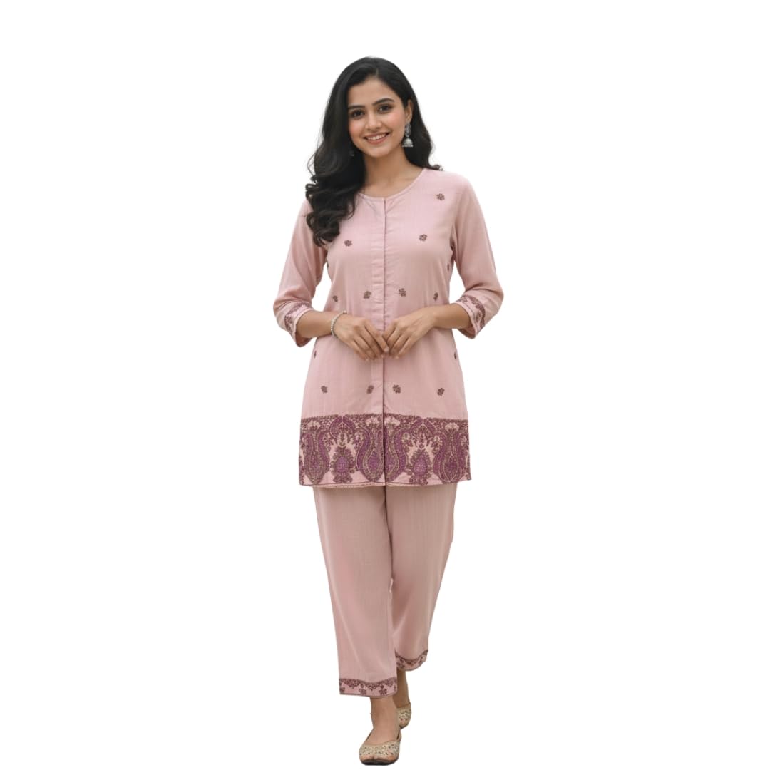Pink Color Co-ords set | Kurti for Women-image-23