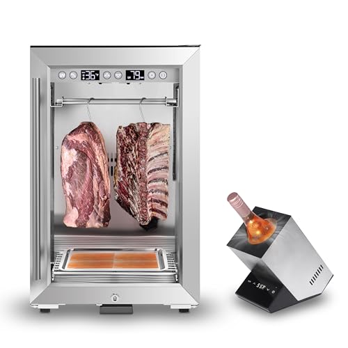 Cobalance Dry Aging fridge for Steaks, Dry Age freezer for Ribeye,Chicken, Ham& Cheese up to 33lbs, Home Meat Ager Refrigerator, Perfect for Homemade Salami, Tender Aged Beef and Game in 21-46 Days