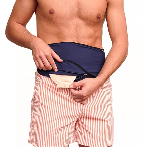 SIIL Ostomy Belt for Men & Women | FSA & FHA Approved | Ostomy Bag Covers | Sports & Swimming | Colostomy Belts, Illeostomy Covers, Urostomy Belt | Ostomy Wrap Improved Zipper - Made in EU, Blue, M