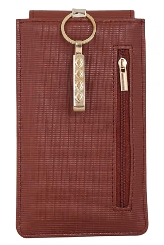 Image of Tickles Cloth Fancy Mobile Pouch Case with Waist Clip Holder for Women (Brown, Suitable for Mobile Sizes 6 Inches and Below)