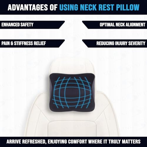 Image of Kingsway Car Headrest Seat Cushion, Universal Use Long Drive Travel Orthopedic Neck Rest Memory Foam Pillow in Chocolate, Super Soft and Super Comfort Sciatica Back Support Pack of 1