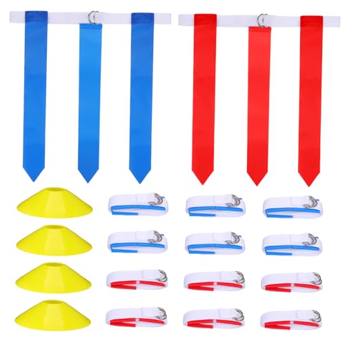 HONMEET Rugby Training Set 16-piece Flag Football Kit Yellow Belts Football Flags Belts Storage Bag for Boys and Girls Adults