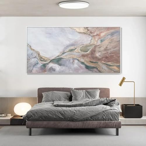 Peinture de feuille d'or et texture marbre art mural de luxe unique - 3