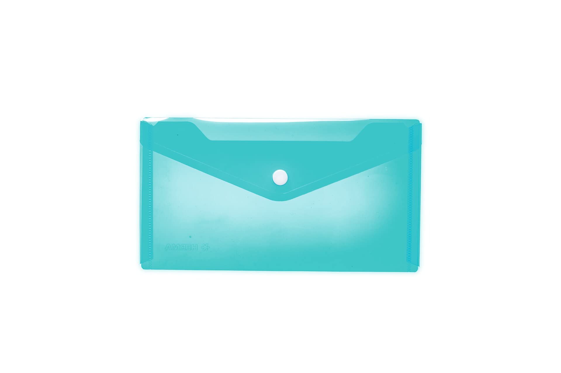 HERMA 20040 Document Wallet, DIN Long, Transparent, Light Blue, Small Transparent Pockets Envelope with Press Stud, Plastic Envelope for School, University, Office, Travel
