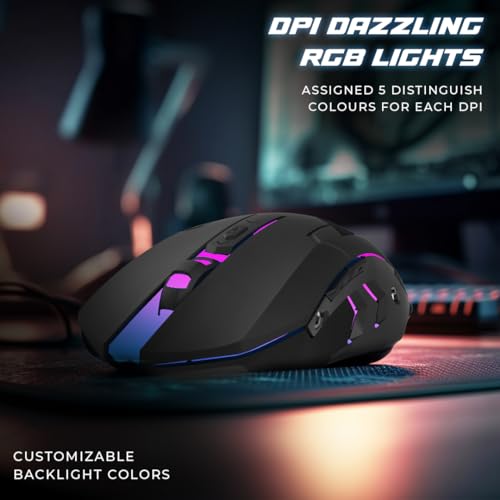 Image of Lapcare Champ LGM-100 Gaming Mouse, 6 Buttons, 4 Adjustable DPI Levels Upto 3600 DPI, 5 Circular & Breathing LED Light, Wired Mouse (Black)