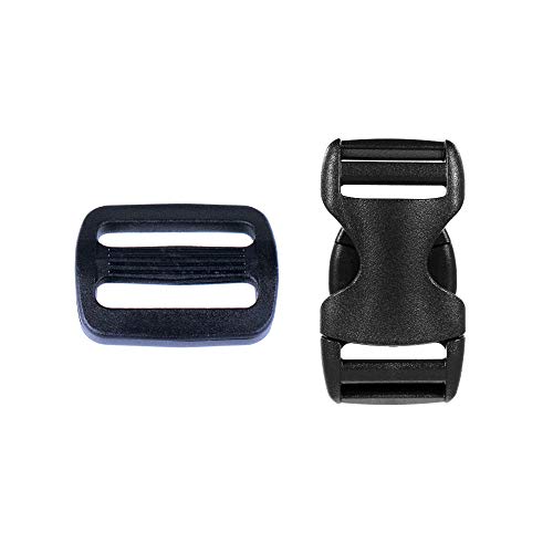 1 Inch Quick Release Buckle Packs - 5 Buckles and 5 Tri-Glides for Buckle Replacement and Repairs