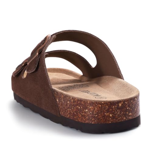 Image of KIDMI Women's Cork Footbed Casual Summer Sandals with Mild Arch Support | Double Adjustable Buckle Slides for Men with Memory Foam, Lightweight Unisex No-Break-In Sandals
