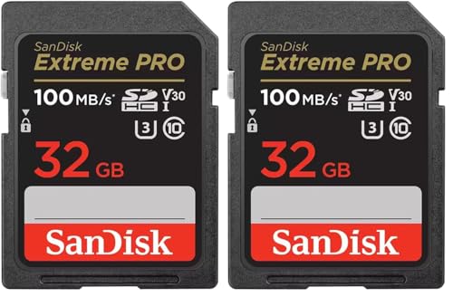 SanDisk 32 Go Extreme Pro Carte SDHC + RescuePRO Deluxe, jusqu'à 100 Mo/s, UHS-I, Classe 10, U3, V30 (Lot de 2)