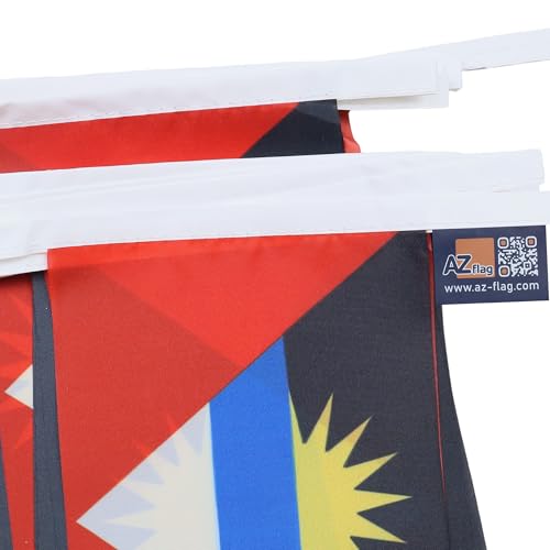 Image of AZ FLAG Antigua and Barbuda 6 meters BUNTING Flag 20 flags 9'' x 6'' - Antiguan Barbudan STRING flags 15 x 21 cm