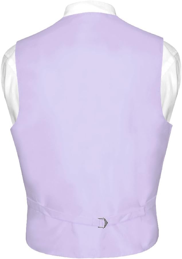 Vesuvio Napoli Men's Dress Vest & NeckTie Solid PINK Color Neck Tie Set for Suit or Tuxedo