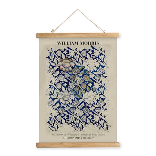 MIDEFINCH William Morris Floral Exhibition Poster, Vintage Blue and White