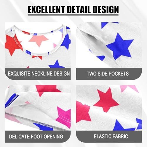 Star Blue Red Pajama Set Short Sleeve Nightwear Soft Clothes Set Summer Pajamas Cotton 5Y4