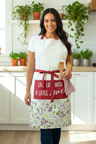 Image of 100% Cotton Unisex Apron - Adjustable Neck Straps, Vibrant Print, Reinforced Stitching, Multipurpose& Deep Pocket - for Cooking, Catering, Gardening, Painting-Printed Aprons