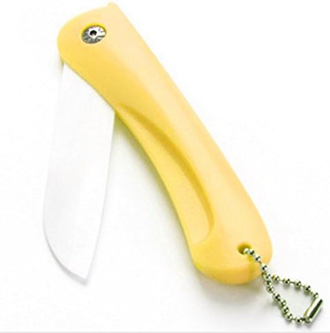 paper cutter guillotine Folding ceramic utility knife Letter opener Stationery Cutter for fruit vegetable sushi ceramica knives tools household cutter knife (Yellow)