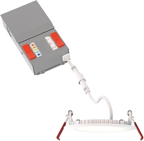 Miniatura 6 de Juno Luces LED empotrables redondas de 4 pulgadas, luz descendente de oblea deflectora, temperatura de color blanco conmutable 5 en 1, brillo