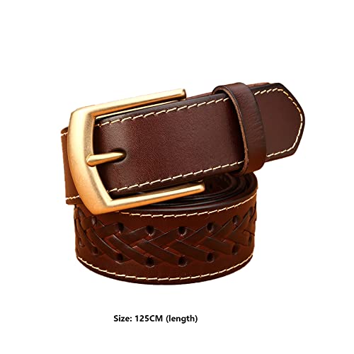 belts,leather belt,Men'sBeltLeatherCowhideBeltPinBuckleYouthBeltCopperBuckleHandWovenRetroCasualBeltJeans2