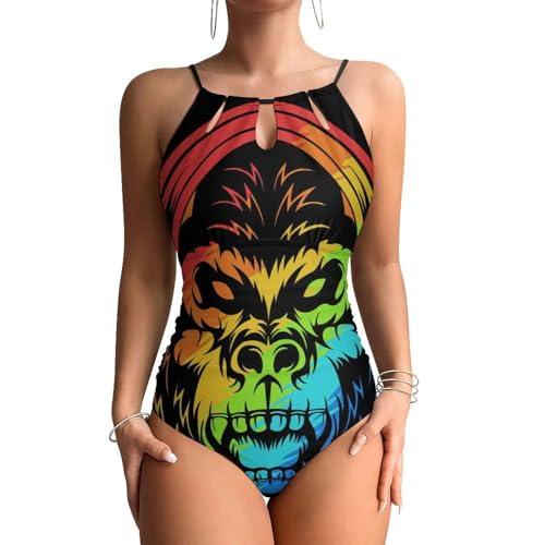 Maillots de bain une pièce gainant avec motif orang-outan coloré
