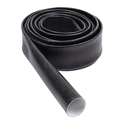 Silicone Fiberglass Sleeve Heat Shield Wire Protective High Temperature Electrical Insulation Self-extinguishing Black (5/16"-9ft)