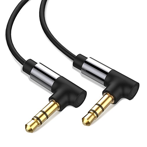 UGREEN Audio Cable 3.5mm Male to Male 90 Degree Right Angle Stereo Auxiliary Aux Cable Compatible for iPhone X 8 iPad, Smartphones, Tablets, Media Players (6FT)