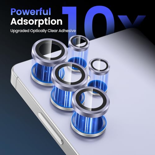 Image of Tensea (3+2 Pack Compatible with Samsung Galaxy S25 Ultra Camera Lens Protector, 9H Tempered Glass, Camera Cover, Screen Protector, Metal, Custom Ring, Installation Tray)
