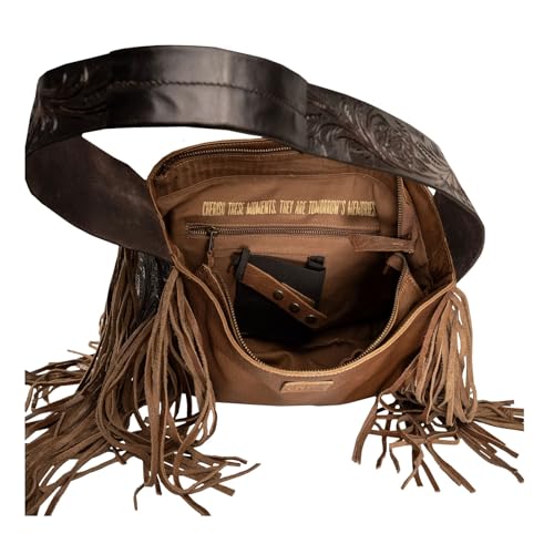 STS Ranchwear Womens Boho Cowgirl Faye Fringe Brown/Tan Leather Handbag Bag OS4