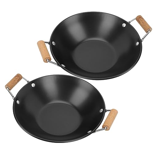 Cabilock 2pcs Small Stainless Steel Hot Pot con Mangos de Madera miniatura 1