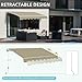 Outsunny 8' x 7' Patio Retractable Awning, Manual Exterior Sun Shade Deck Window Cover, Beige
