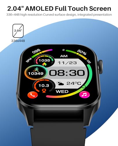 Souyie Smart Watch For Men Women, Infrared True Blood Oxygen Monitor, 2.04-Inch Amoled Display, Heart Rate Blood Pressure Sleep Monitor thumb #3