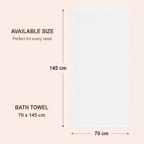 Image of Pure Cotton Waffle Towel | Lightweight | Anti Microbial and Water Absorbent | Soft Touch Quick Drying Bath Towels (White, Pack of 1)
