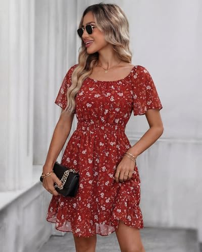 Timeson Womens Summer Dresses 2026 Ruffle Sleeves Elegant Flattering Chiffon Sundress - Image 4