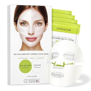 Collagen Face Mask, Bio-Collagen Mask Overnight for Skin Care, Anti-Wrinkle Facial Sheet Mask with 9 Peptides for Elasticity & Moisturizing, Collagen Night Wrapping Mask, 4 Pcs