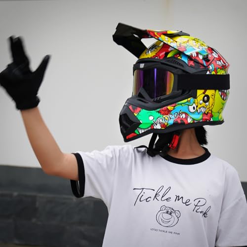 Image of VCOROS Youth Kids Dirt Bike Helmets,Kids Motocross Helmets DOT Approved