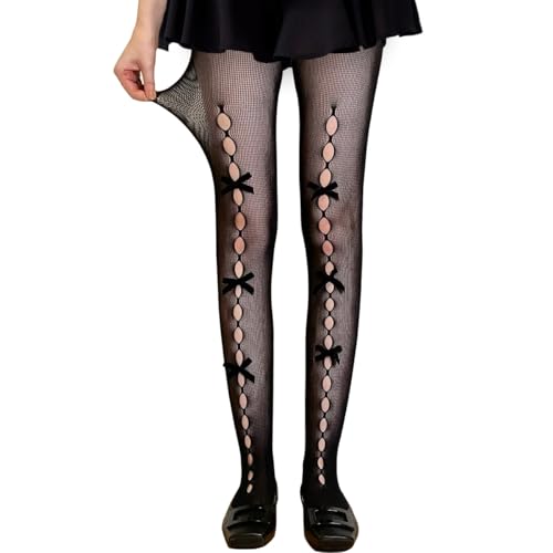 Image of Dorilin Womens Fishnet Tights with Bows Lolita Fishnet Stockings 80S 90S Gothic Leggings