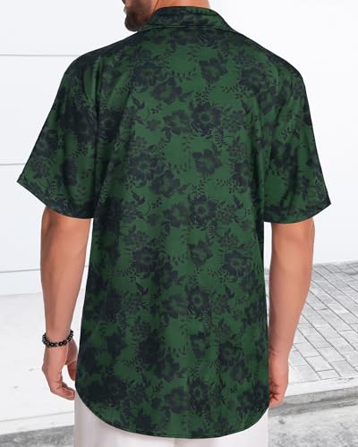 Image of Men Hawaiian Shirt Short Sleeve Summer Beach Button Down Shirts with Pocket