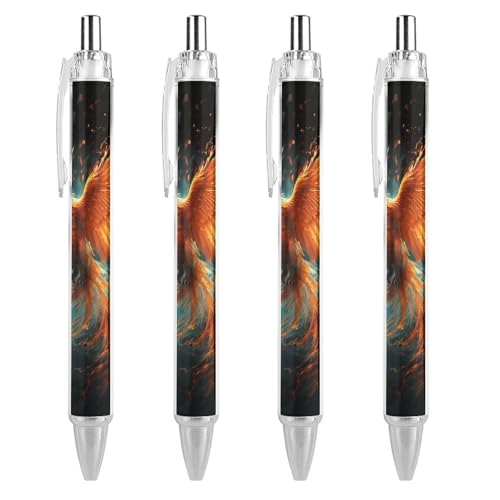 Stylo bille rétractable à prise en main douce lot de 4 Fire and Water Phoenix