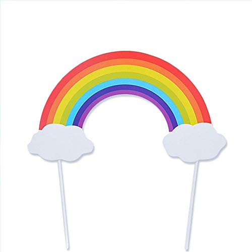 Colorful Rainbow Cake Topper Cartoon Cupcake Topper Cake Decoration Favor Rainbow Creative Cake Decoration Birthday Party Fruit Dessert(2PCS)