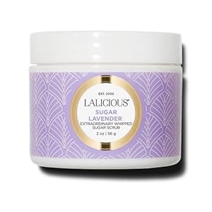 LaLicious Sugar Lavender Extraordinary Whipped Sugar Scrub – Cane Sugar Body & Foot Scrub, Exfoliating & Moisturizing Skin Care with Coconut Oil & Honey, No Parabens (2oz)
