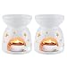T4U Ceramic Tealight Candle Holder Oil Burner, Essential Oil Incense Aroma Diffuser Furnace Home Decoration Romantic White Set of 2 - Star Patten