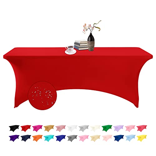 eccwai Spandex 8ft Waterproof Table Cover for Party,Wedding, Banquet, and Events(Red) by eccwai - Used condition - US$15.49