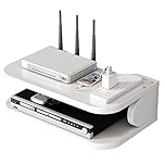 Hggzeg WiFi Router Storage Box Floating Shelves TV Set-Top Rack, Wall-Mounted Multi-Layer Cable Management Storage Rack for Wall Decoration(jl01,White)