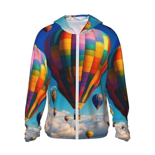 UPF 50+ Sun Protection Hoodie Long Sleeve Hot Air Balloons Sun Shirt Rash Guard Fishing Shirts for Men