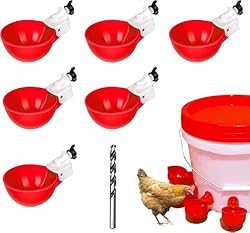 6 bebederos para Pollos, dispensador de Agua para ...: 【Material de alta calidad】el dispensador de agua automático está hecho de material de alta calidad y un resorte de acero inoxidable, que es fuerte y duradero y no es fácil de romper. Las piezas están firmemente conectadas entre sí para evitar fugas. ...