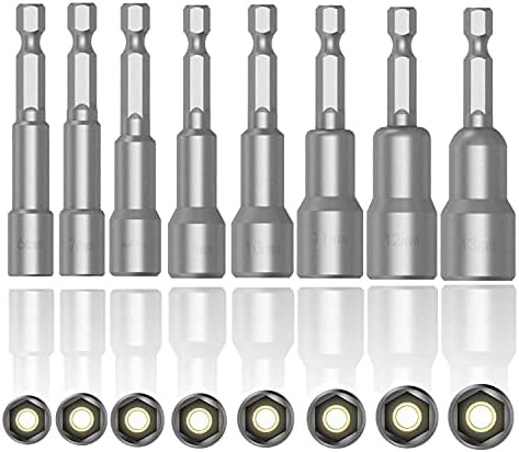 1/4”Hex Shank Metric Magnetic Power Nut Driver Set 6,7，8，9，10，11，12， 13 MM | 8PCS | Cr-V