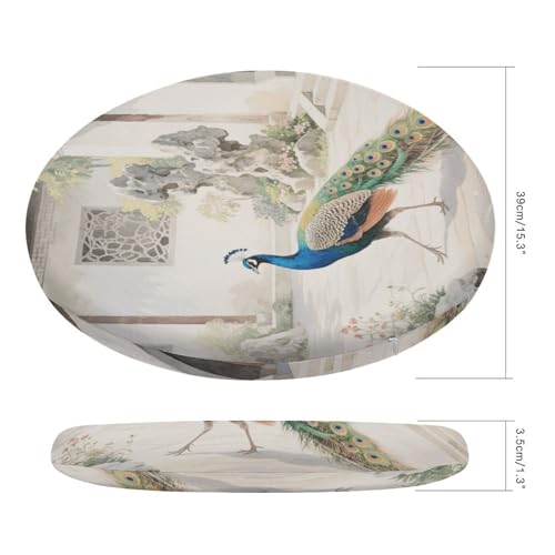 Cojín redondo de pavo real con espuma viscoelástica para silla y sofá de 15.3x15.3 3